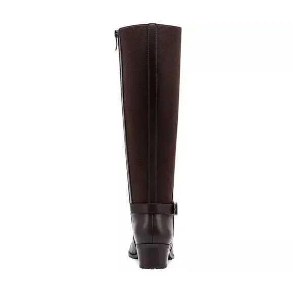 Dark Brown Leather Knee High Riding Boots Easy Spirit Chaza Size 9 Wide - Picture 6 of 10